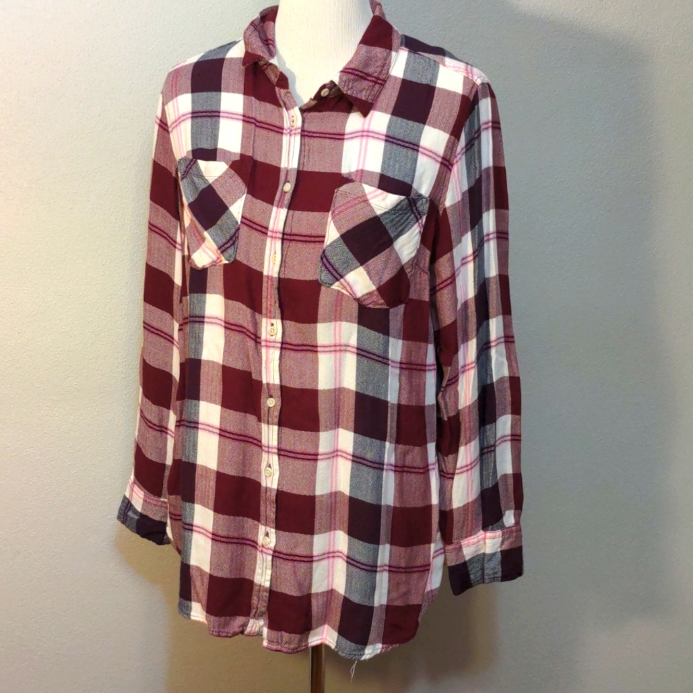 3 For 9$ Rayon A New Day Target Women's Plaid Button Down Shirt Size XL